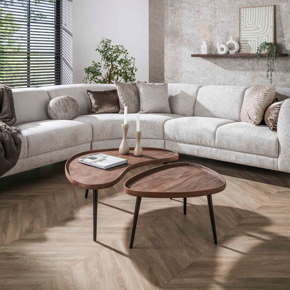 Couchtisch Carve Bio-Set von 2 / Solid Acacia braun