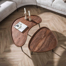 Couchtisch Carve Bio-Set von 2 / Solid Acacia braun