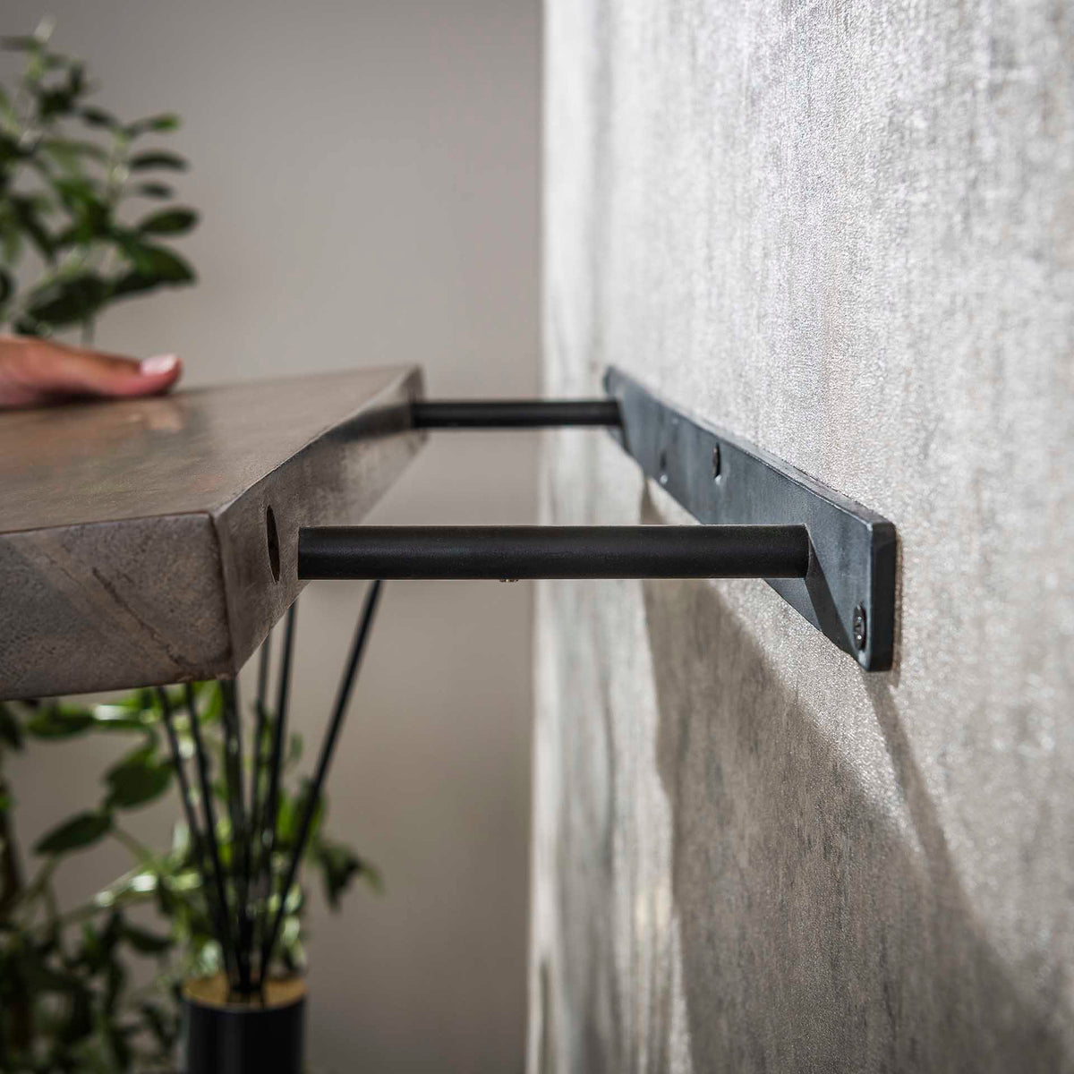 Wandregal 90 cm, Rillenkante – Akazienholz massiv, Braun