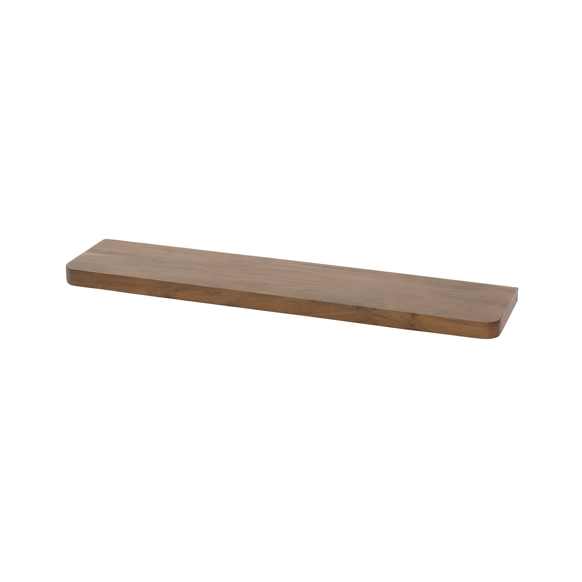 Wandregal 90 cm, Rillenkante – Akazienholz massiv, Braun
