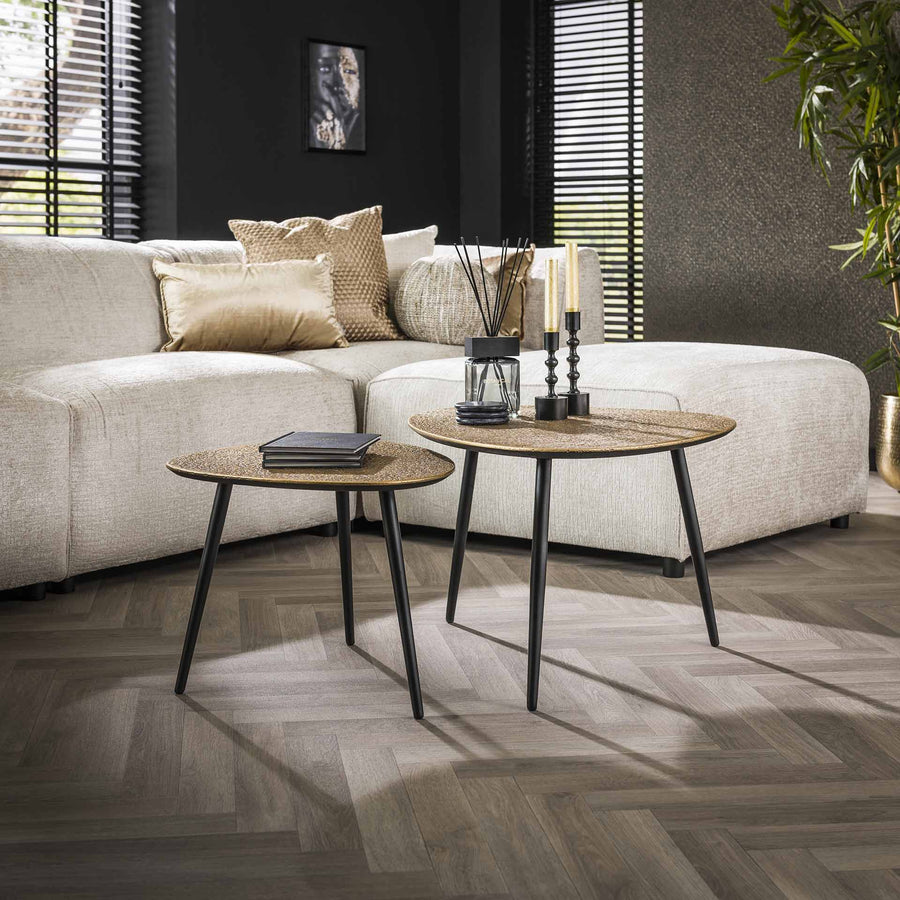 Couchtisch 2er-Set dreieckig metallic – Antike bronze