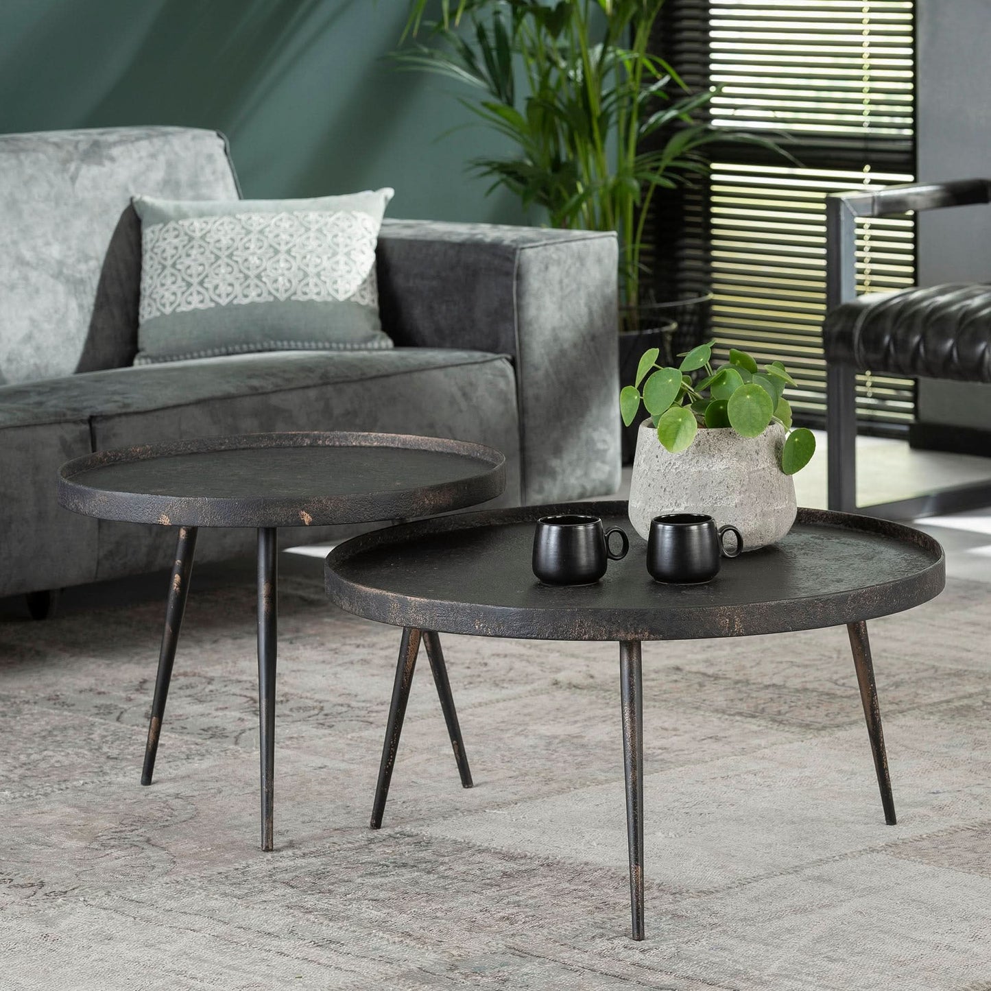 Couchtisch Set/2 rund Metallisch