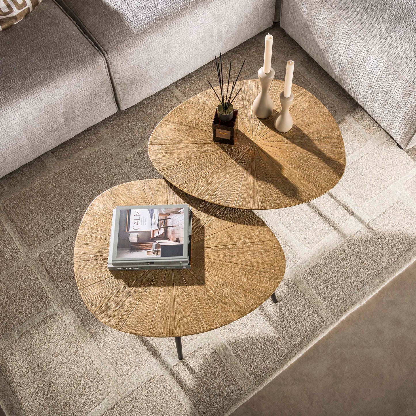 Couchtisch Ray Bio-Set aus 2 / Ray Antikgold