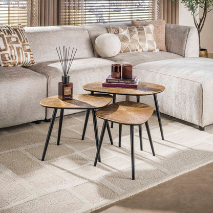 Couchtisch Ray Viereck-Set aus 3 / Ray Antikgold