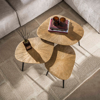 Couchtisch Ray Viereck-Set aus 3 / Ray Antikgold
