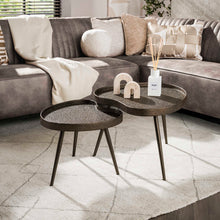 Konturförmiger Couchtisch, 2er-Set / Bronze-Flüssigmetall