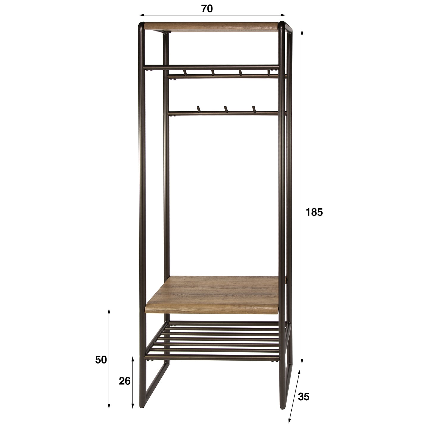 Garderobe Luno 70cm / Drift braun