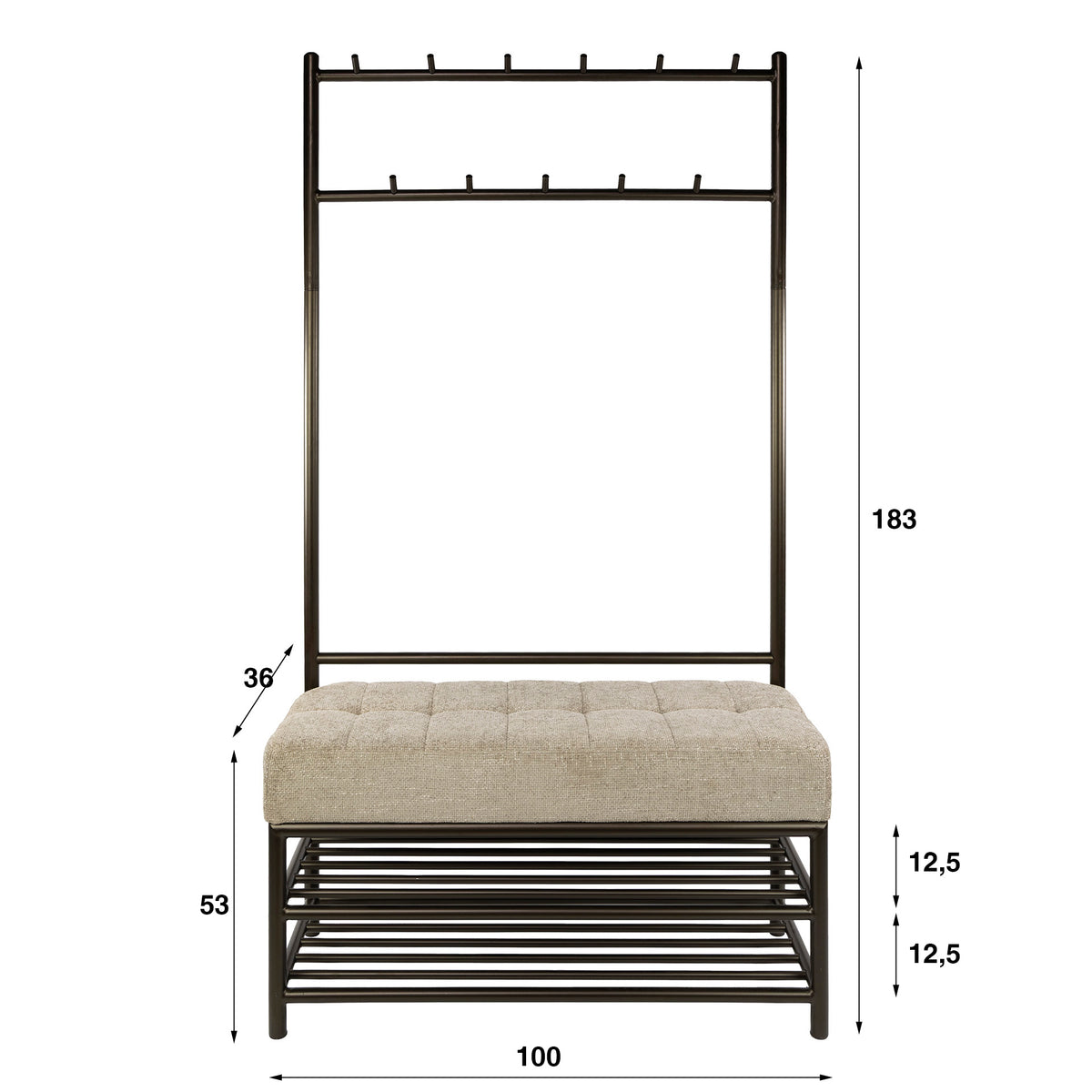 Garderobenbank 100 cm – Drift Braun