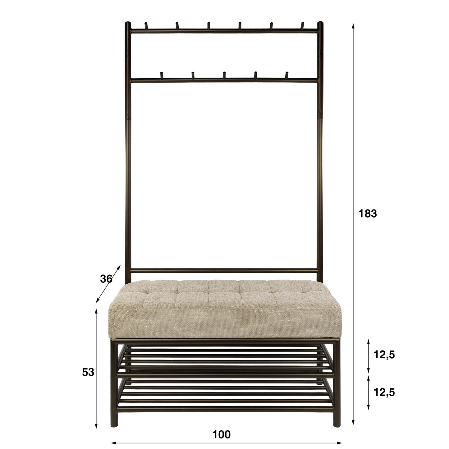 Garderobe Luno 100 cm / Driftbraun