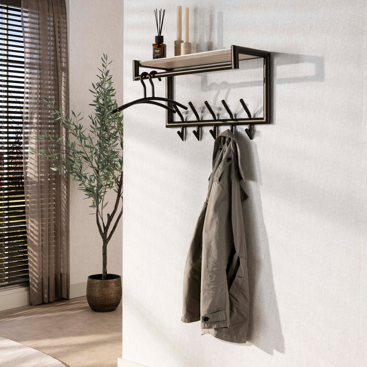 Garderobenständer Terra mit Stange und Hutablage, 2x5 Haken, 65 cm – Ansicht 2