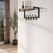 Garderobenständer Terra mit Stange und Hutablage, 2x5 Haken, 65 cm / Melamin-Travertin