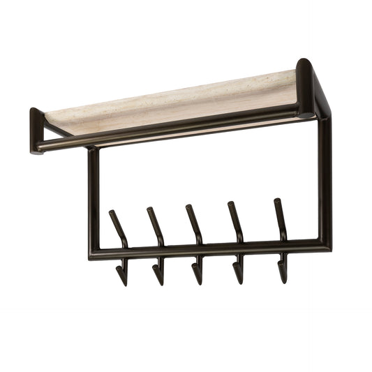 Garderobenständer Terra mit Stange und Hutablage, 2x5 Haken, 65 cm / Melamin-Travertin