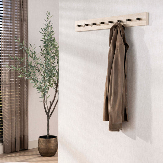 Travino Garderobenständer mit 8 Haken / Keramik-Travertin