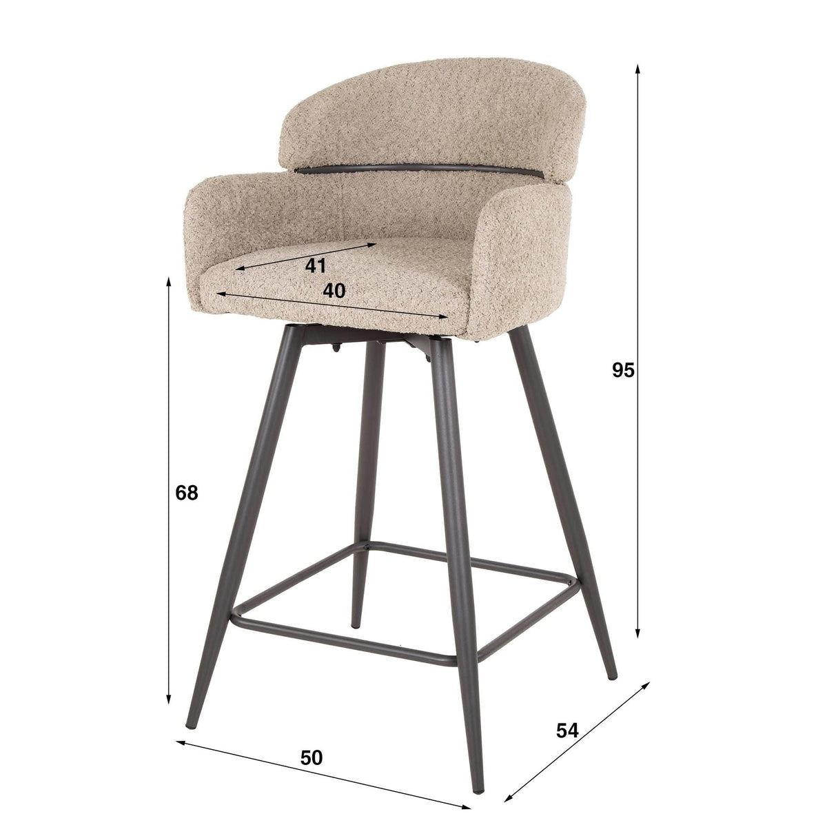 Barstuhl drehbar boucle gekrümmte Rück. 2er-Set – Ansicht 4