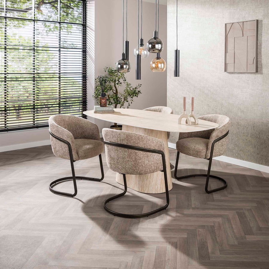 Esstisch Centro deens oval 180cm / Keramik Travertin
