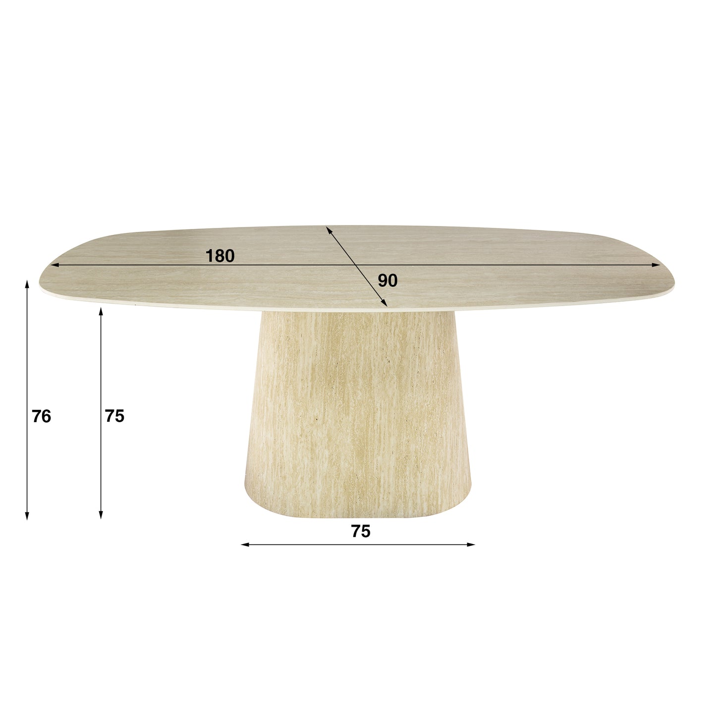 Esstisch Centro deens oval 180cm / Keramik Travertin