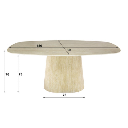 Esstisch Centro deens oval 180cm / Keramik Travertin