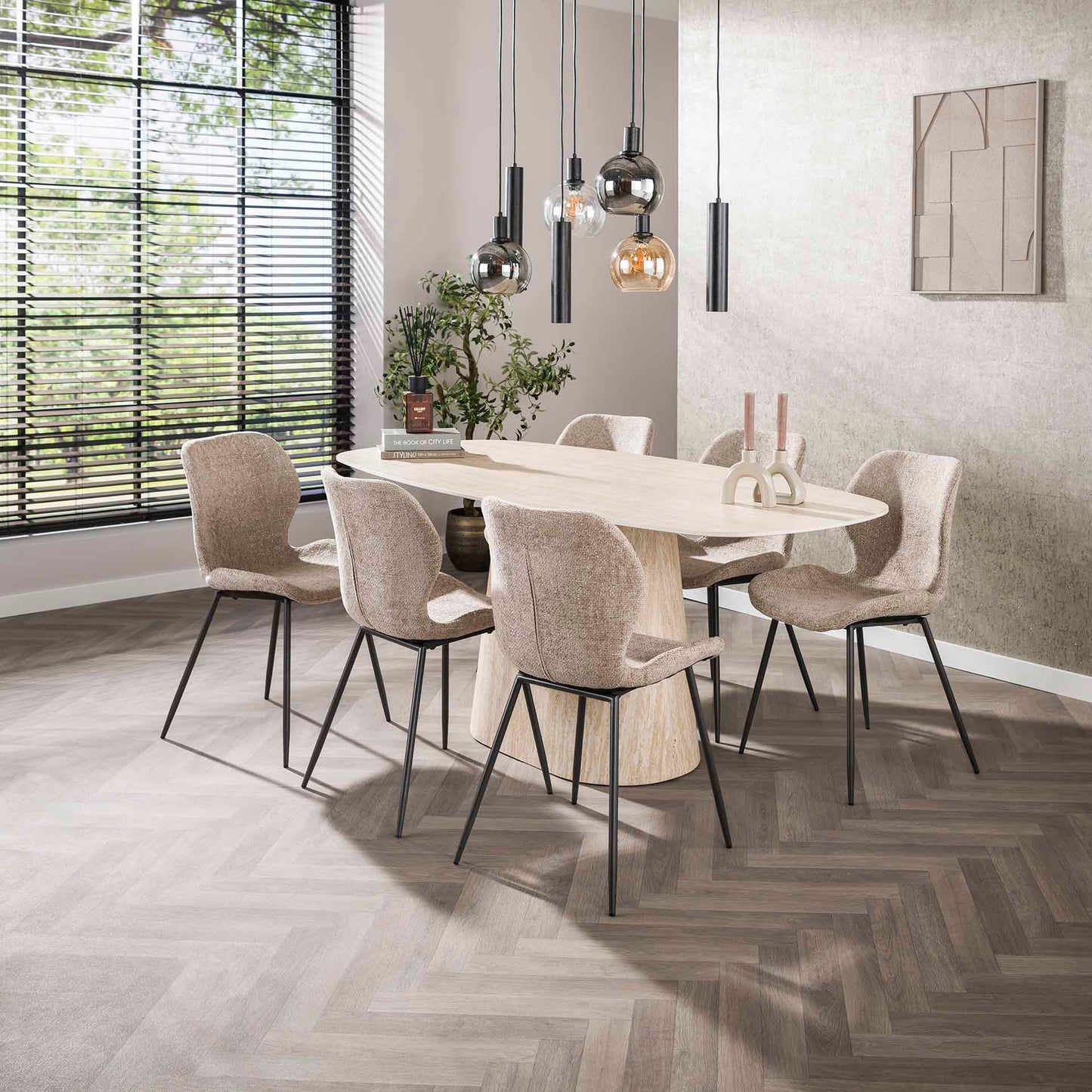 Esstisch Centro deens oval 180cm / Keramik Travertin