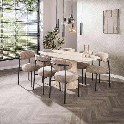 Esstisch Centro deens oval 180cm / Keramik Travertin