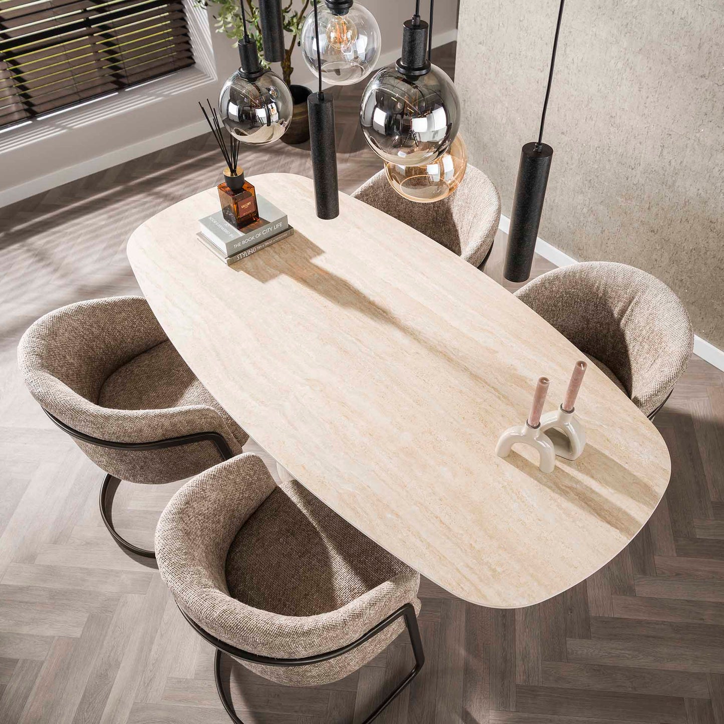 Esstisch Centro deens oval 180cm / Keramik Travertin