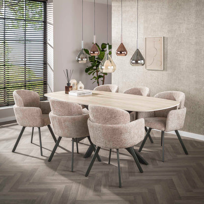 Esstisch Romano Cross deens oval 215cm / 3D Keramik Travertin