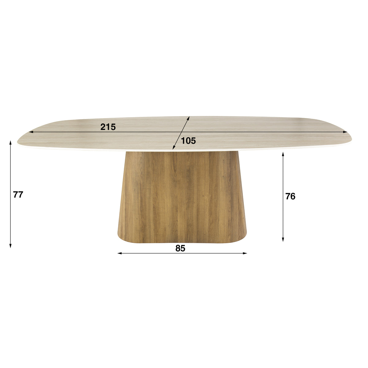 Romano Centro Esstisch, dänisches Oval, 215 cm – 3D-Keramik, Travertin – Ansicht 7
