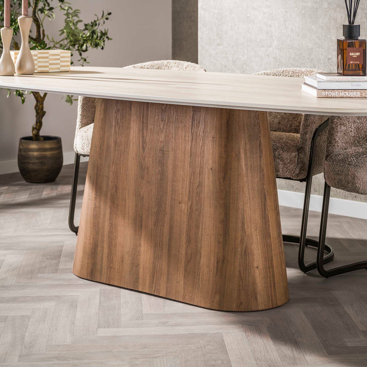 Romano Centro Esstisch, dänisches Oval, 215 cm – 3D-Keramik, Travertin – Ansicht 5