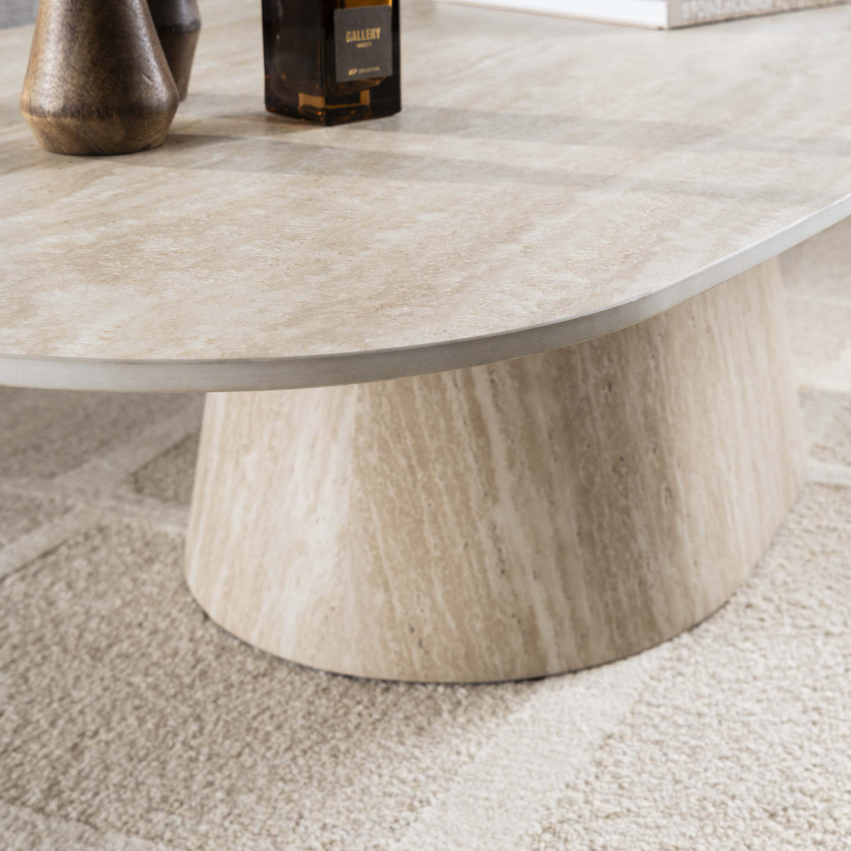 Couchtisch 135 cm – Keramik Travertin-Optik – Bild 3