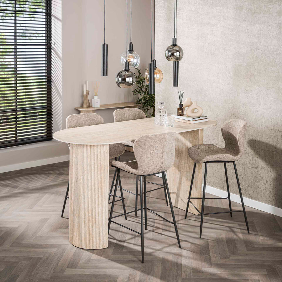 Bartisch Romano Arch flach oval 180cm / Keramik Travertin