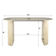 Bartisch Romano Arch flach oval 180cm / Keramik Travertin