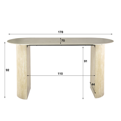 Bartisch Romano Arch flach oval 180cm / Keramik Travertin