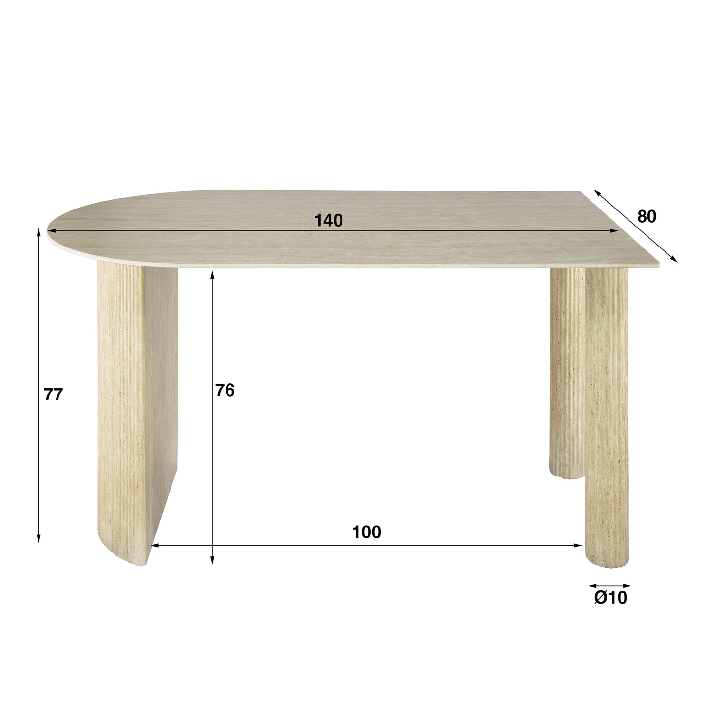 Esstisch Romano Arch 1-seitig 140cm / Keramik Travertin