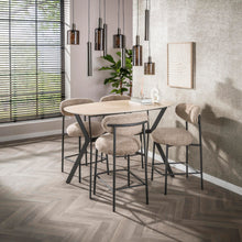 Romano dänischer ovaler Bartisch 140 cm / Keramik-Travertin