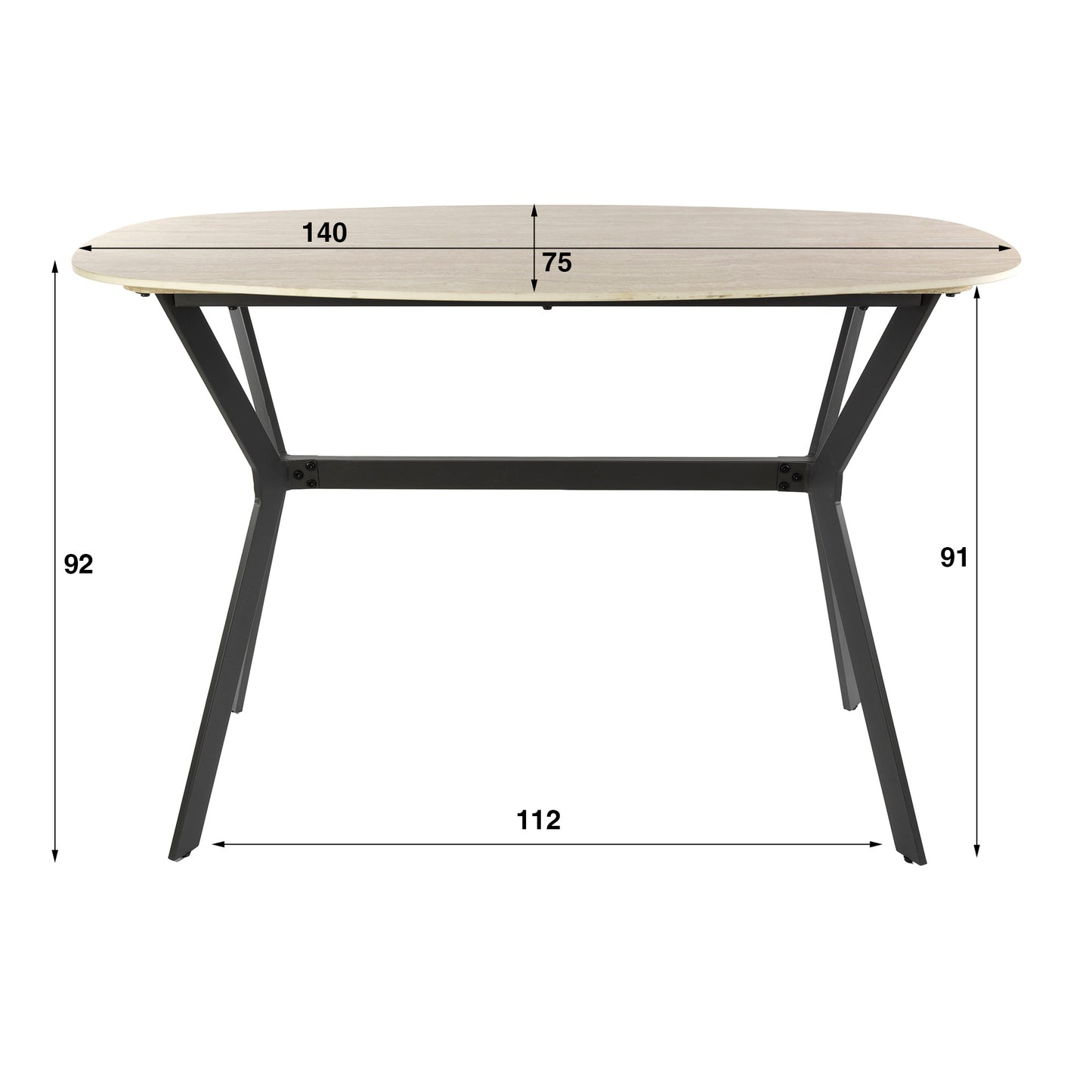 Romano dänischer ovaler Bartisch 140 cm / Keramik-Travertin