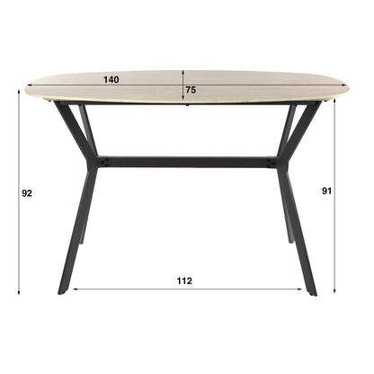Romano dänischer ovaler Bartisch 140 cm / Keramik-Travertin