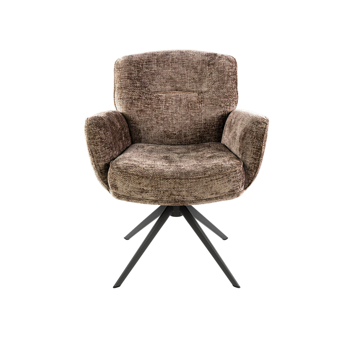 Esszimmersessel 2er-Set, drehbar – Stoff Hoven, Champagner/Braun