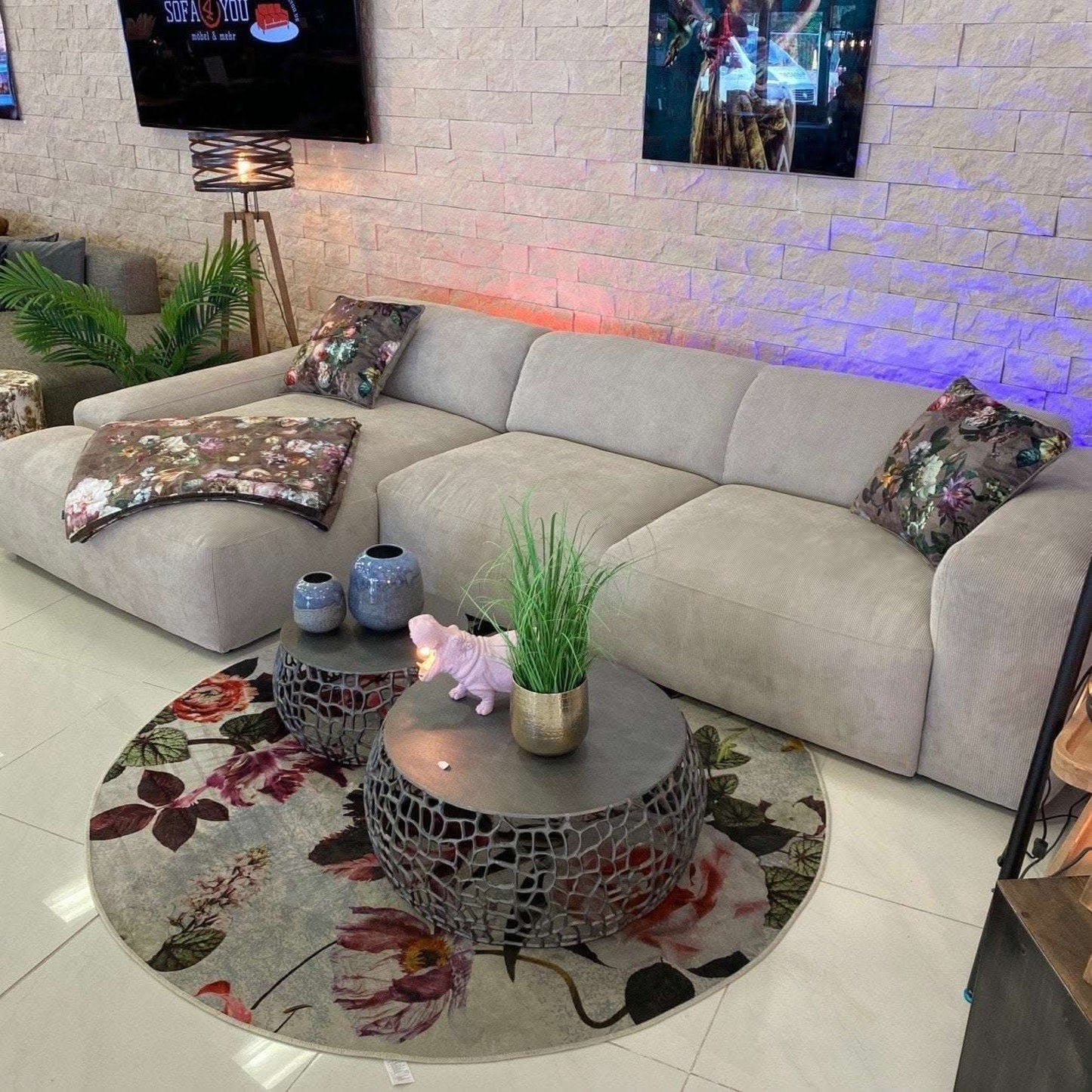 Loona, Ecksofa, Cord, creme