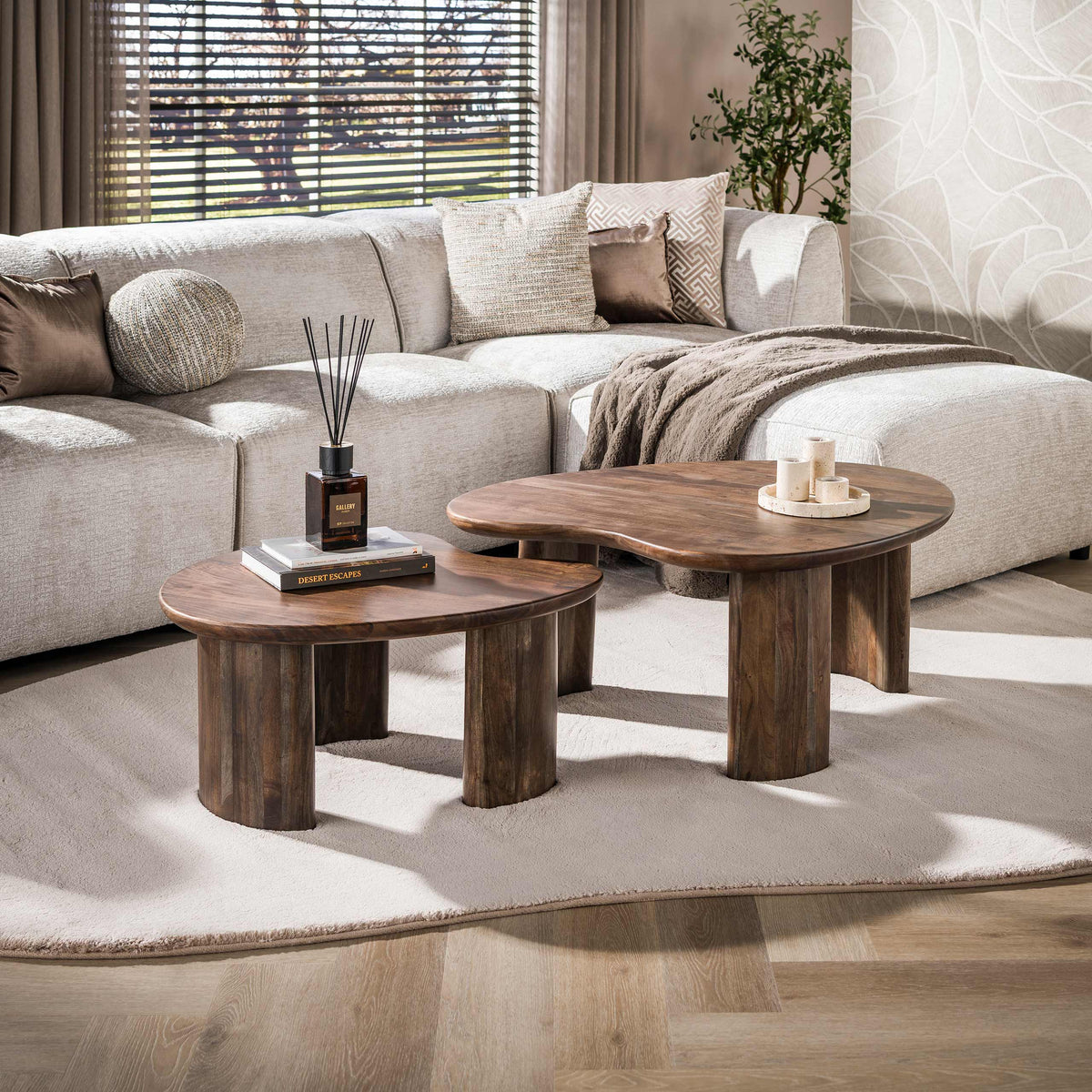 Couchtisch 2er-Set, 99 cm breit – Akazienholz massiv, Braun