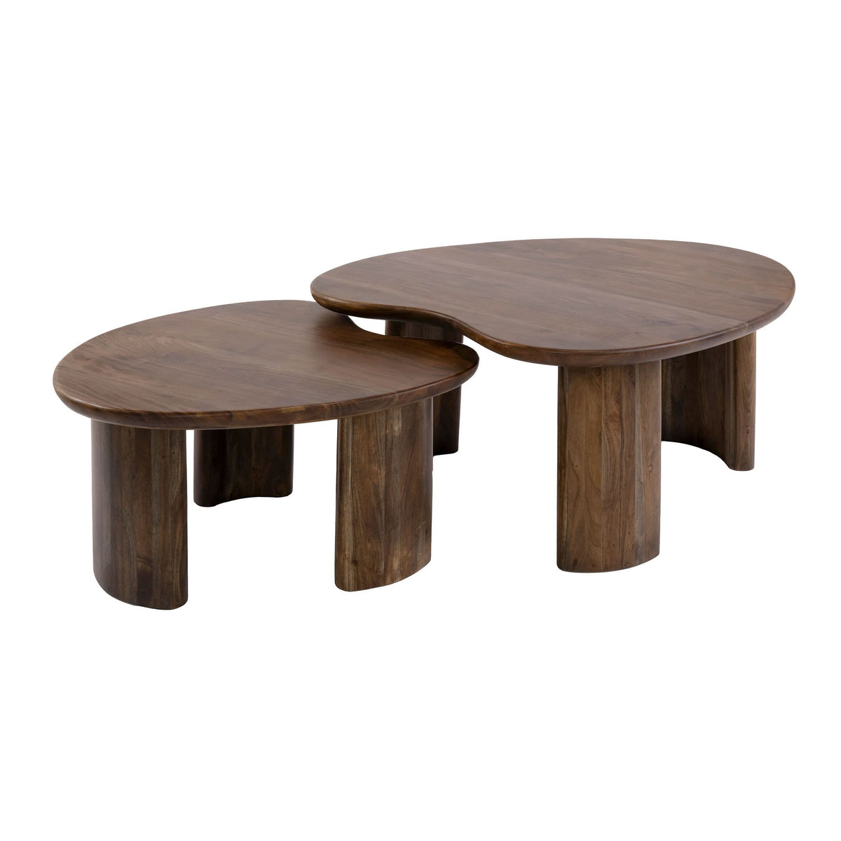 Couchtisch 2er-Set, 99 cm breit – Akazienholz massiv, Braun – Bild 4