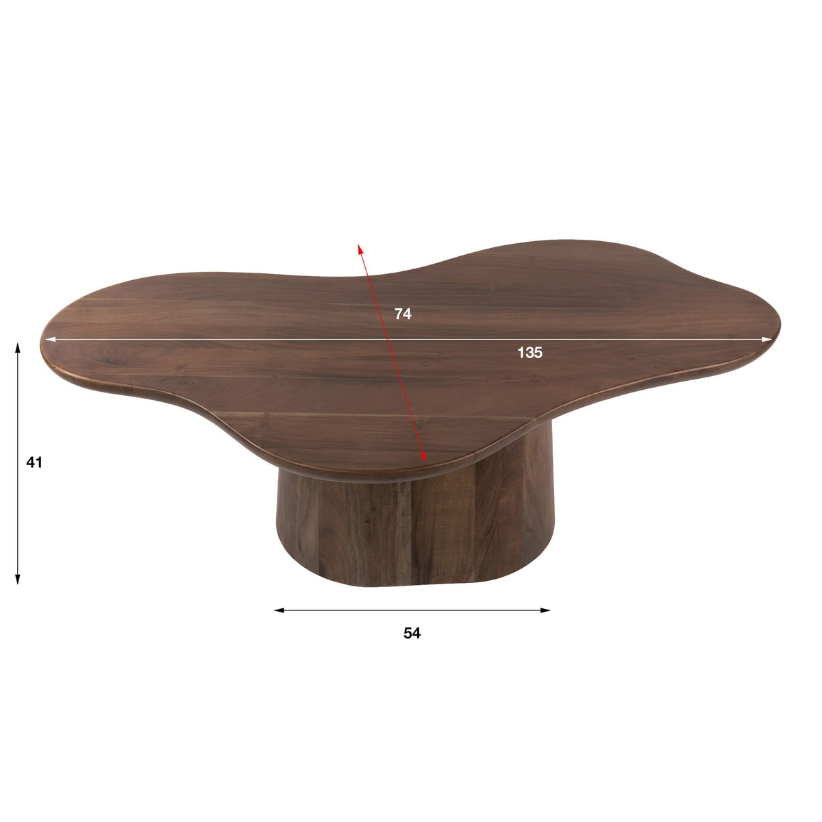 Couchtisch organisch 135 cm – Akazienholz massiv, Braun – Bild 6