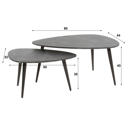 Couchtisch set/2 pear shaped organisch