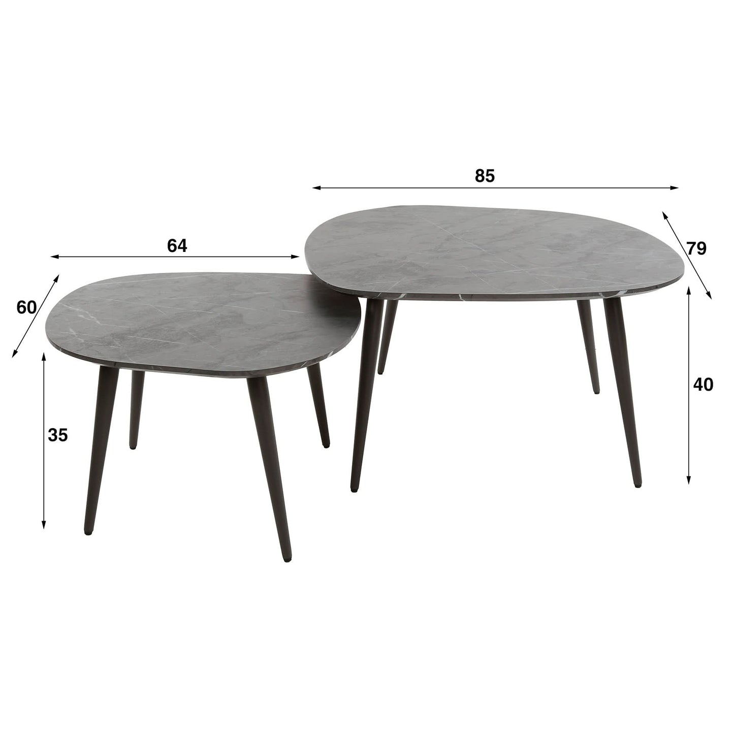 Couchtisch set/2 rock organisch