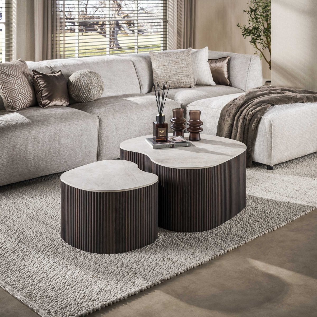 Couchtisch 2er-Set, 90 cm breit – Keramik Taj Mahal