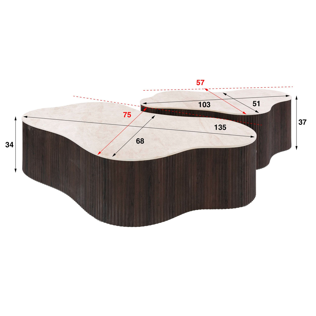 Couchtisch 2er-Set, 135 cm breit – Keramik Taj Mahal – Bild 5