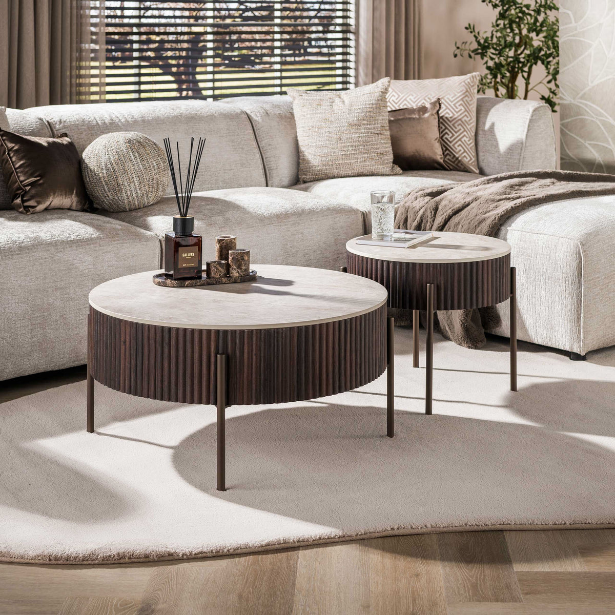 Couchtisch 2er-Set rund – Keramik Taj Mahal