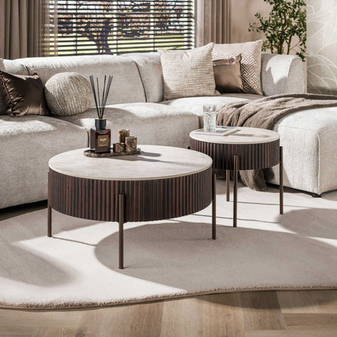 Couchtisch 2er-Set rund – Keramik Taj Mahal