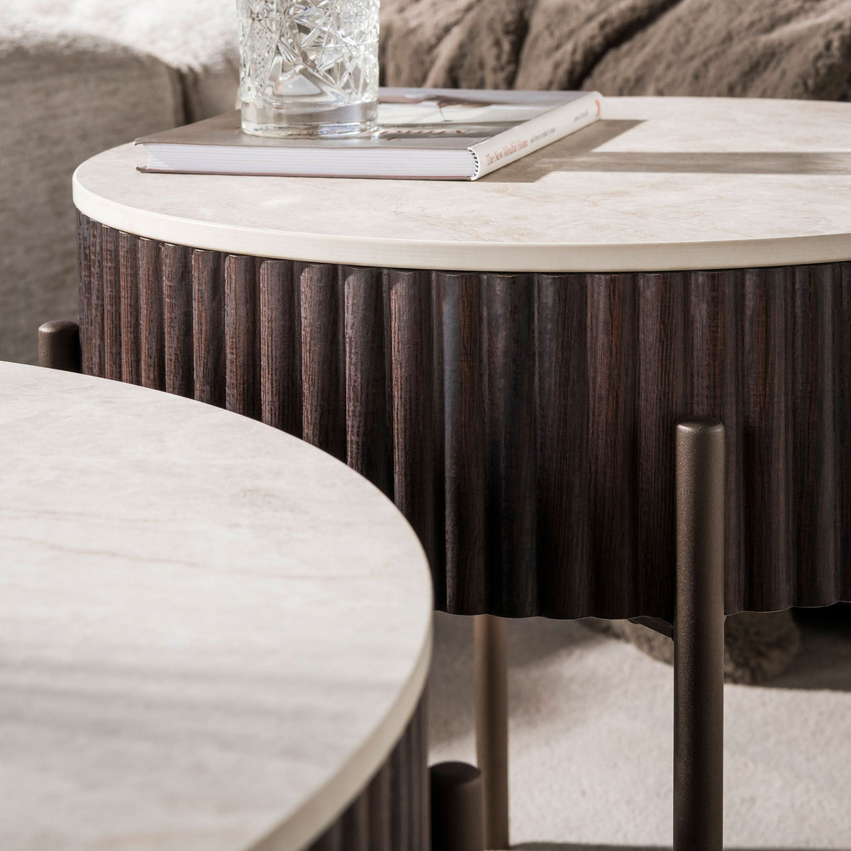Couchtisch 2er-Set rund – Keramik Taj Mahal – Bild 3