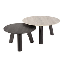 Couchtisch Twin Round Set aus 2 / 3D Keramik Travertin schwarz/grau