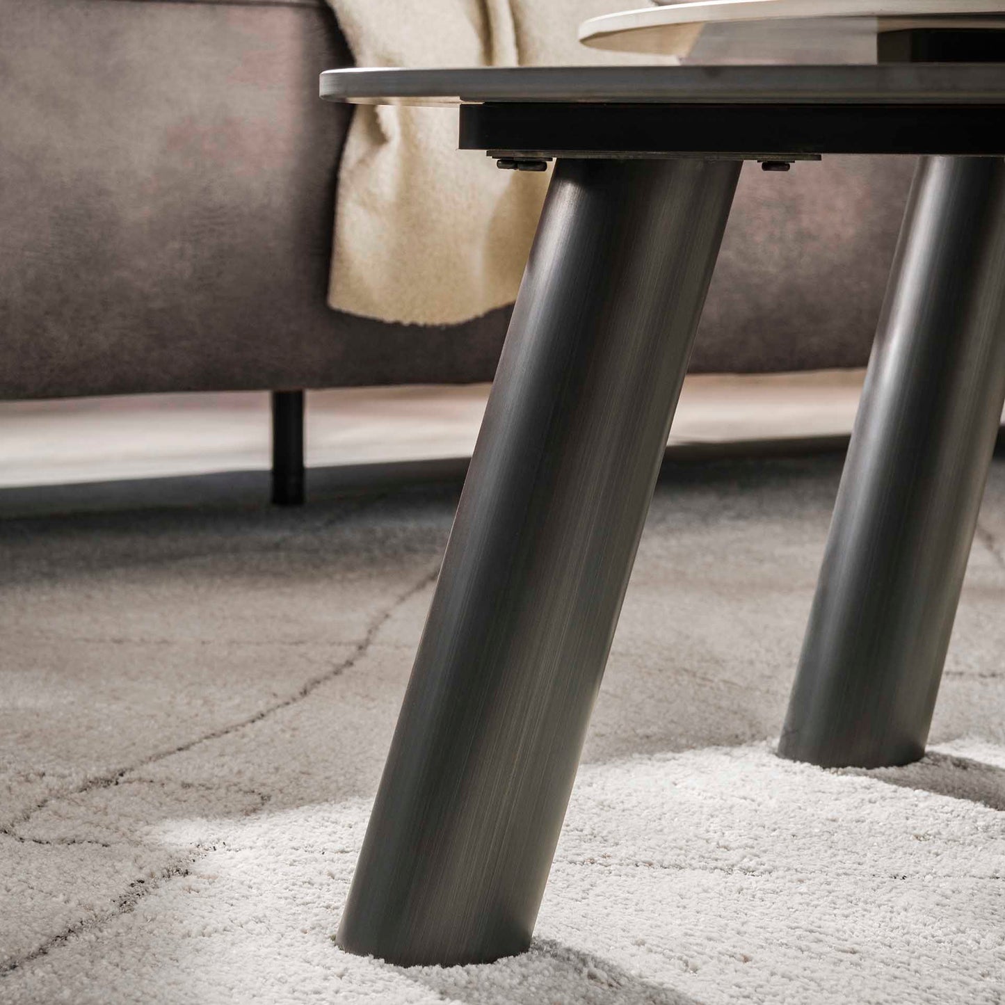 Couchtisch Twin log set aus 2 / 3D Keramik Travertin schwarz/grau