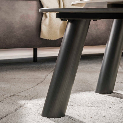 Couchtisch Twin log set aus 2 / 3D Keramik Travertin schwarz/grau